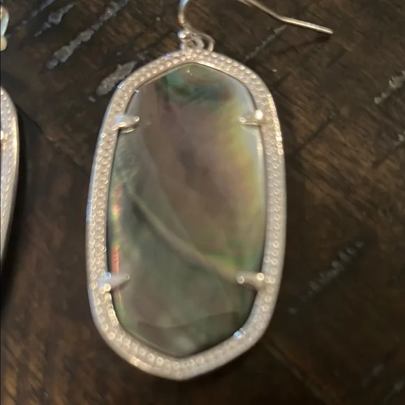 Kendra Scott Silver Earrings with Iridescent Stones - Picture 2 of 3